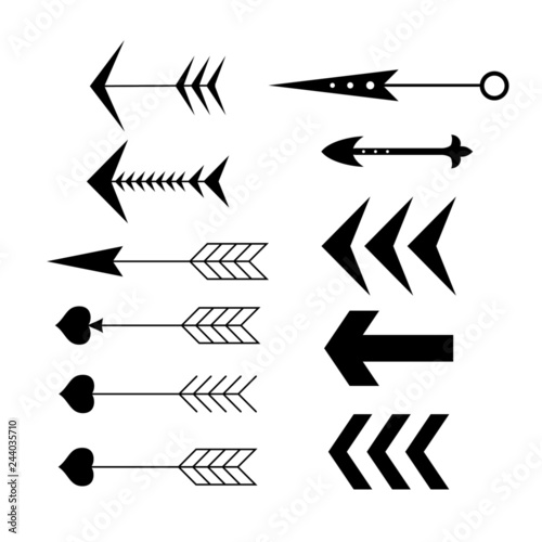 Vector set. Hand drawn arrows. Calligraphy, graphic design elements for page decoration (text divider, pattern, monogram, curlicues), Greeting Cards (wedding, Valentine's, birth day, holidays)