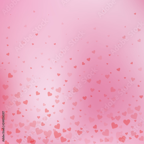 Red heart love confettis. Valentine's day gradient