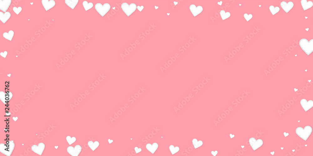 White heart love confettis. Valentine's day frame 