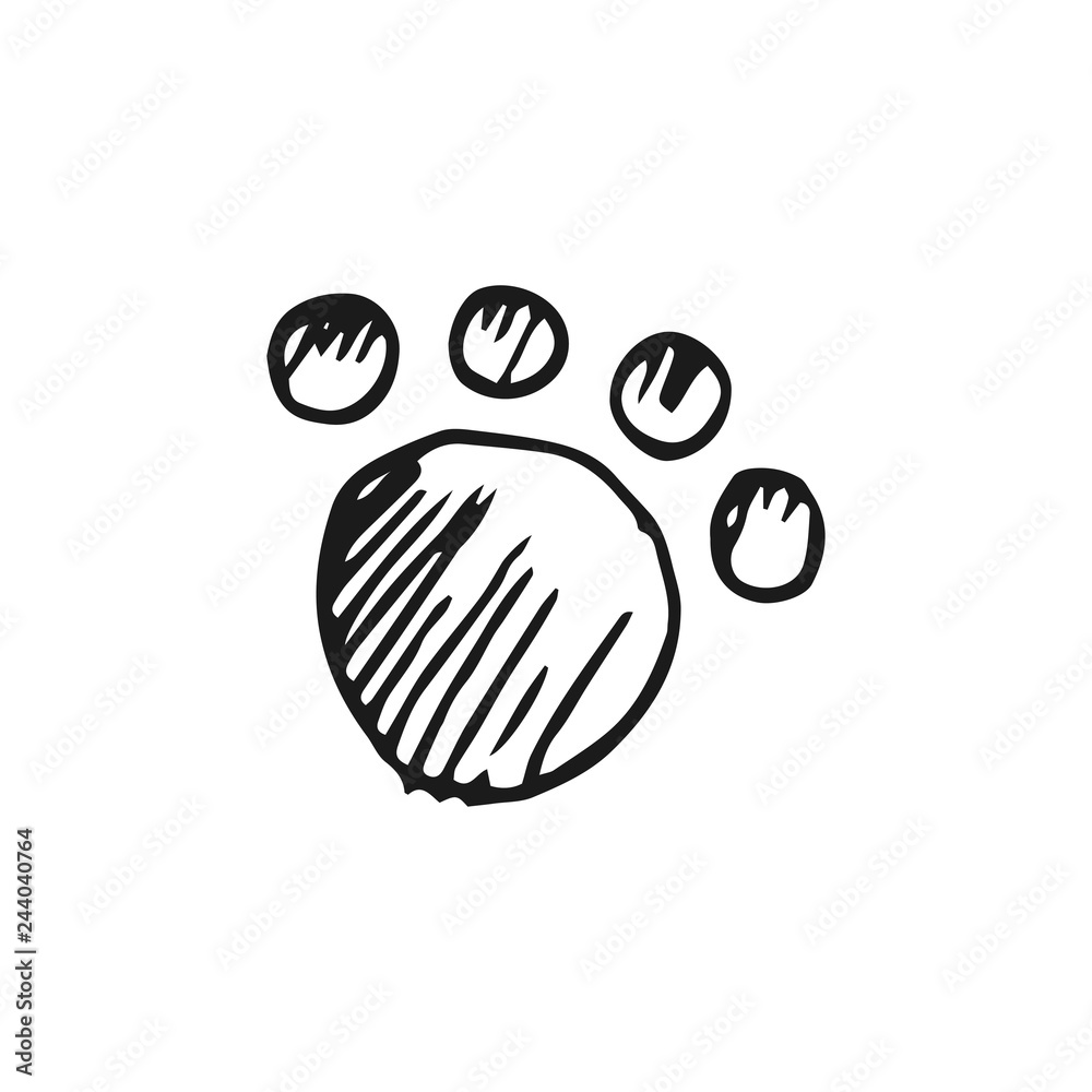 paw print vector doodle sketch on white background Stock Vector | Stock