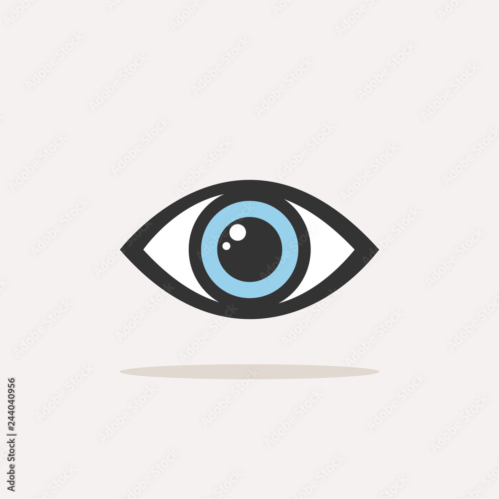 Blue eye icon with shade on a white background Blue eye icon with shade on a white background