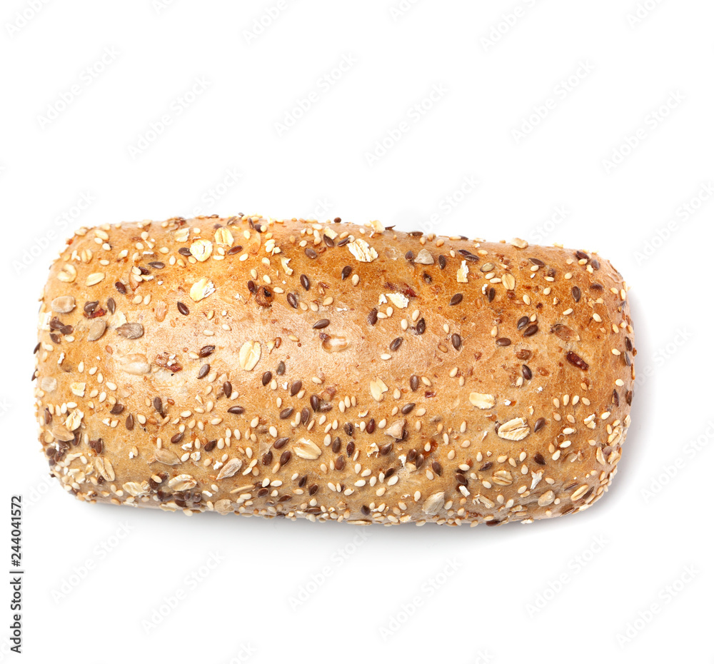 Whole wheat bread roll isolated on white Whole wheat bread roll isolated on white