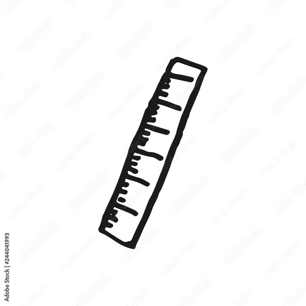 ruler vector doodle sketch isolated on white background