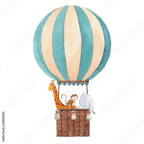 Watercolor air baloon vector illustration