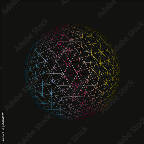 Colored spherical 3D background pattern. Geometric vector illustration