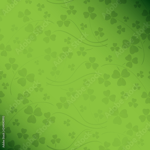 floral green saint patrick vector background with gradient and trefoil