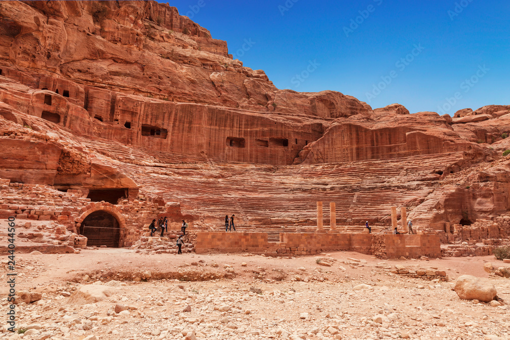 View of the amphitheatre in Petra, the capital of the Nabatean Kingdom, Jordan