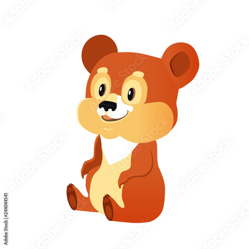 Brown bear is sitting on a white background