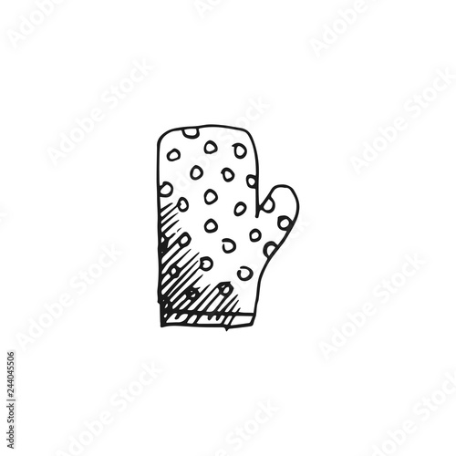kitchen glove vector doodle sketch isolated on white background
