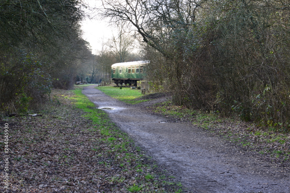Obraz premium An old Southern Railway carriage at West Grinstead station.