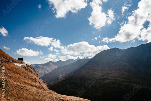 View of mountain with blue sky from Grossglockner High Alpine Road in Austria