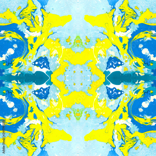 Marbling seamless pattern of light blue and yellow