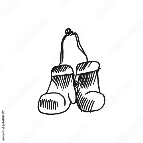 boxing gloves vector doodle sketch isolated on white background