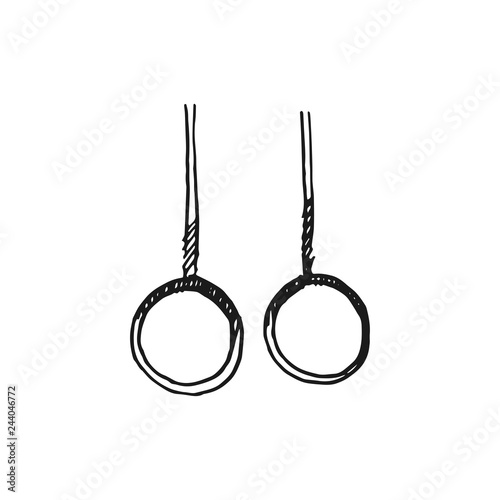 gymnastic rings vector doodle sketch isolated on white background