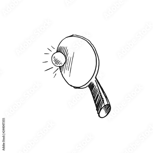 table tennis rocket and ball vector doodle sketch isolated on white background