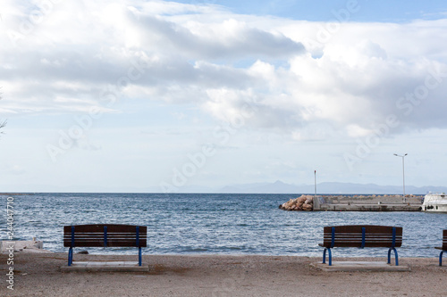 lonely bench by the sea