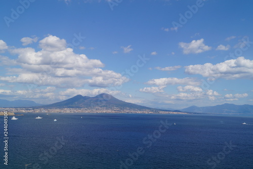 the coast of Naples on the background of the volcano Vesuvius, 