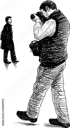 A sketch of a photographer at work
