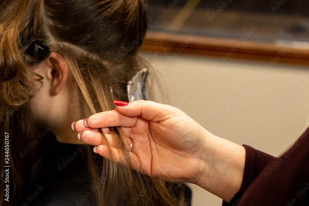 Fototapeta premium Hair color application process for training, website, or social media