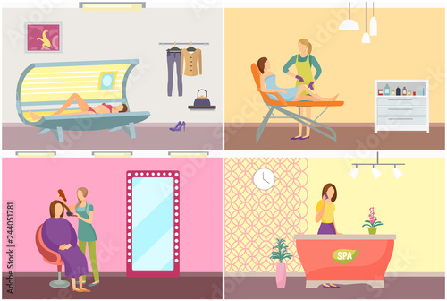 Spa Salon Hair Removal on Legs Beauty Set Vector