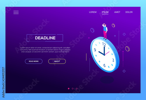 Deadline concept - modern isometric vector web banner