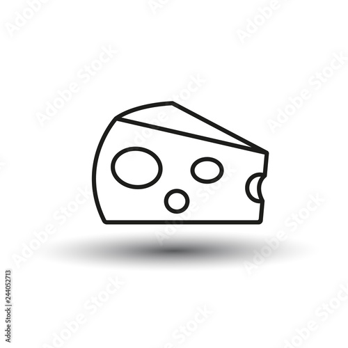Piece of cheese with hole outline icon. Logo of natural healthy food. Culinary theme. Vector illustration for market, grocery stores, menus and themed sites and mobile applications.