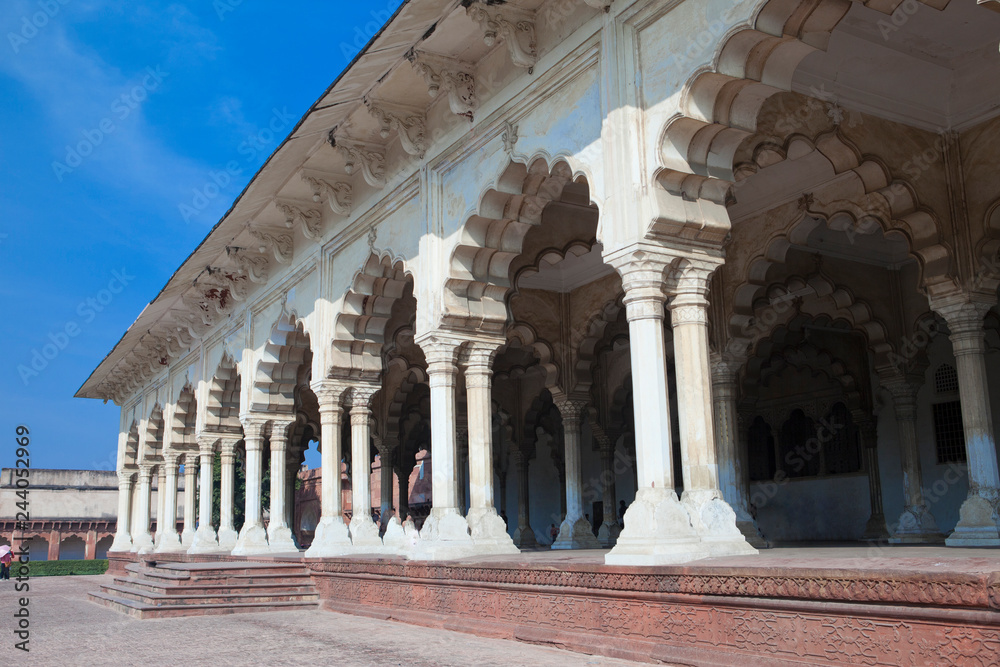 The white palace in the Red fort. Agra. India.