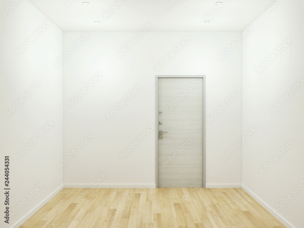 Modern interior of empty room with door 3d rendering Illustration Modern interior of empty room with door 3d rendering Illustration