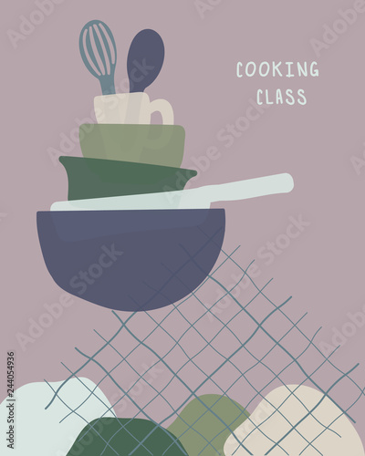 Cooking Poster, brochure decoration collection, design element, bright colour background, cooking class poster