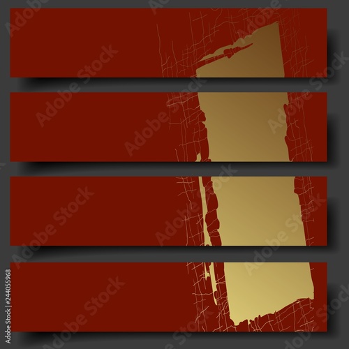 Four 3D vector  banners with hand-drawn abstract background.