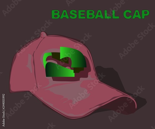 One  baseball cap with a design sign.