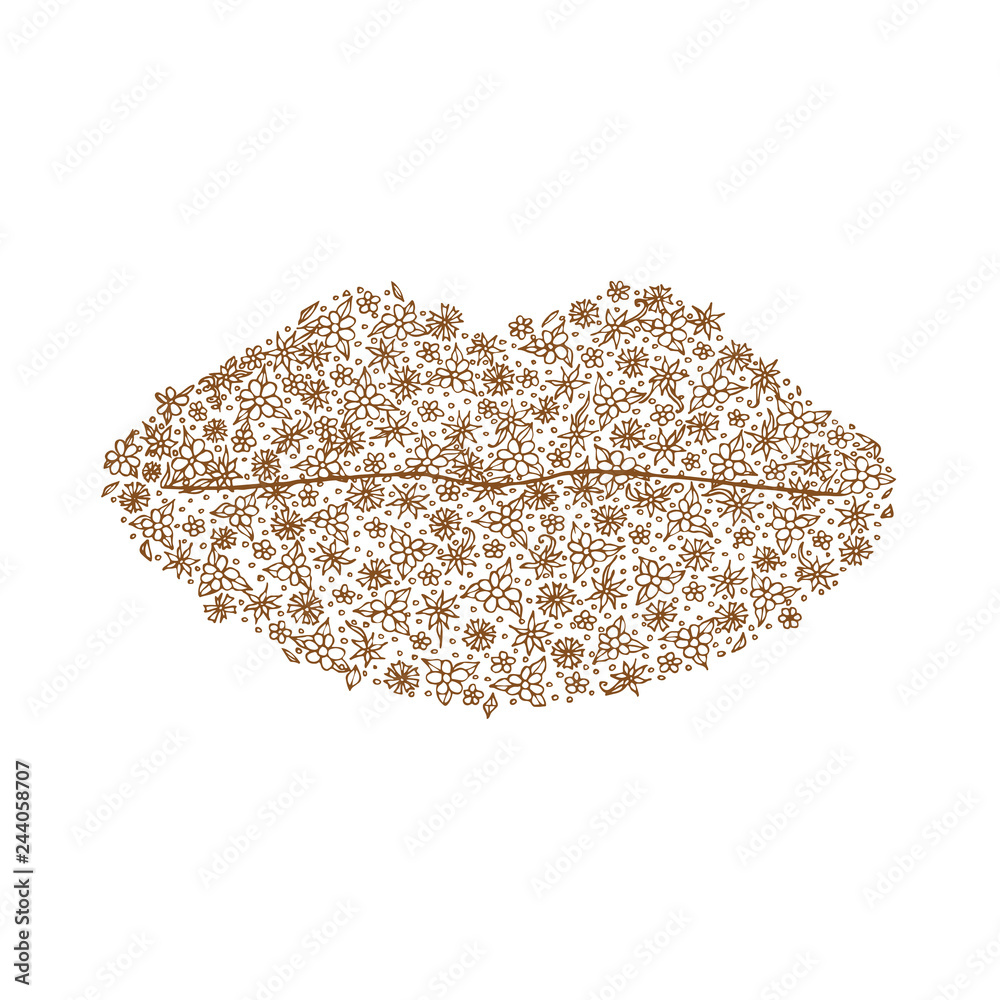 Decorative print of lips in zentangle style Stock Vector Adobe Stock