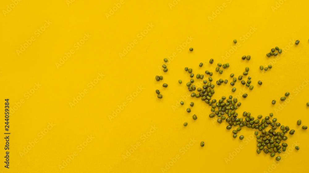 Mung bean on yellow background