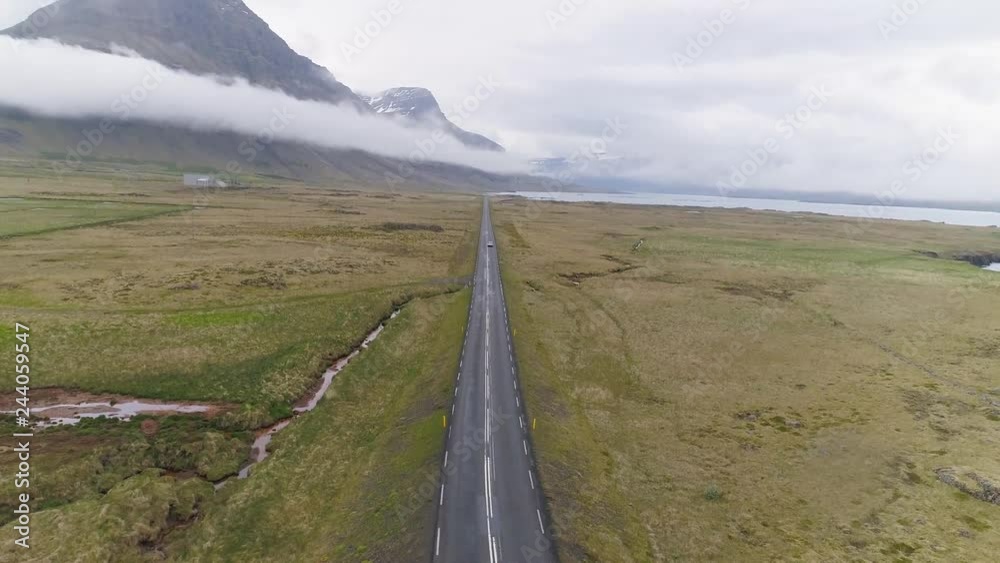 4K Aerial Búlandstindur Mountain - Car Follow 4K Aerial Búlandstindur Mountain - Car Follow