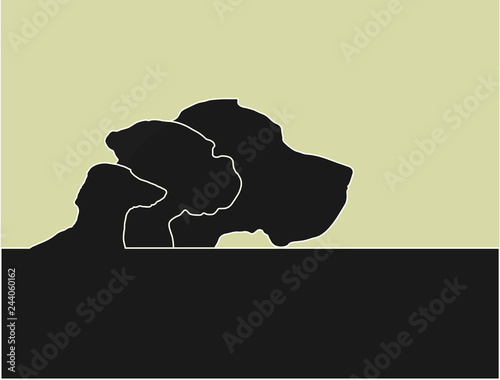 Silhouetten von drei Hunden - Logo eckig