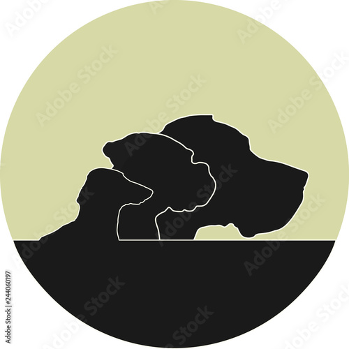 Logo mit Silhouetten von drei Hunden - rund