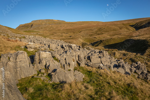 A Circular walk to Ingleborough and Whernsin the Yorkshire Dales. Head along Southerscales Scars and Humphrey Bottom two of the  3 Peaks challenge. © RamblingTog