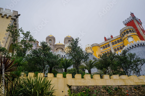 Pena National Palace, Palacio Nacional da Pena, Sintra, one of the seven wonders of Portugal, a well known tourist attraction. Fairy tale like colorful castle. photo