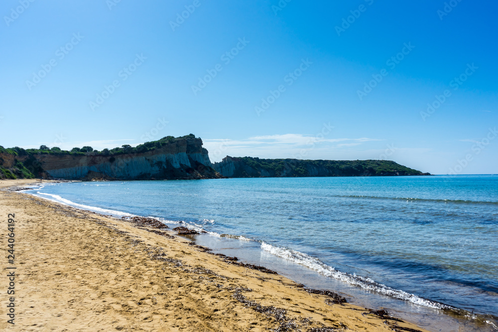 Greece, Zakynthos, Beautiful gerakas sand beach perfect for swimming in the ocean