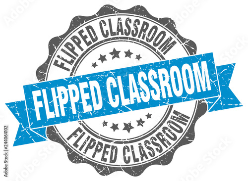 flipped classroom stamp. sign. seal
