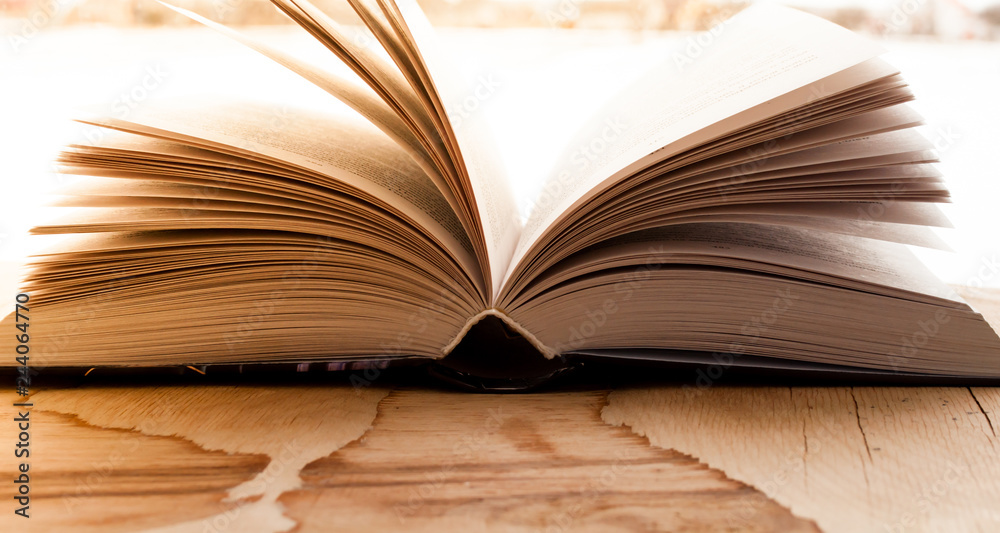 open book, photographed close-up, concept of science