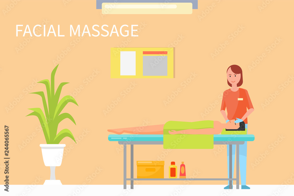 Facial Procedures and Massage Technique Vector