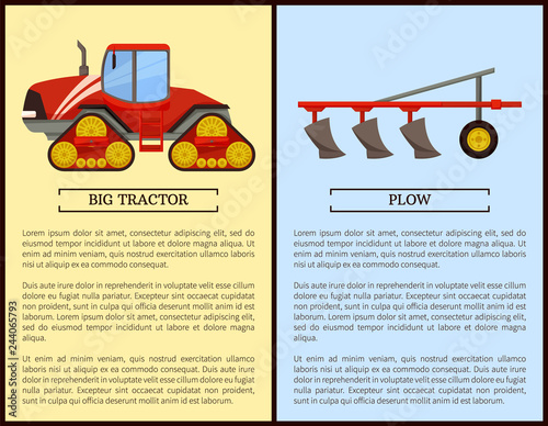 Plow Plowing Machine and Dodge Vector Illustration