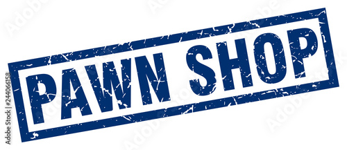square grunge blue pawn shop stamp