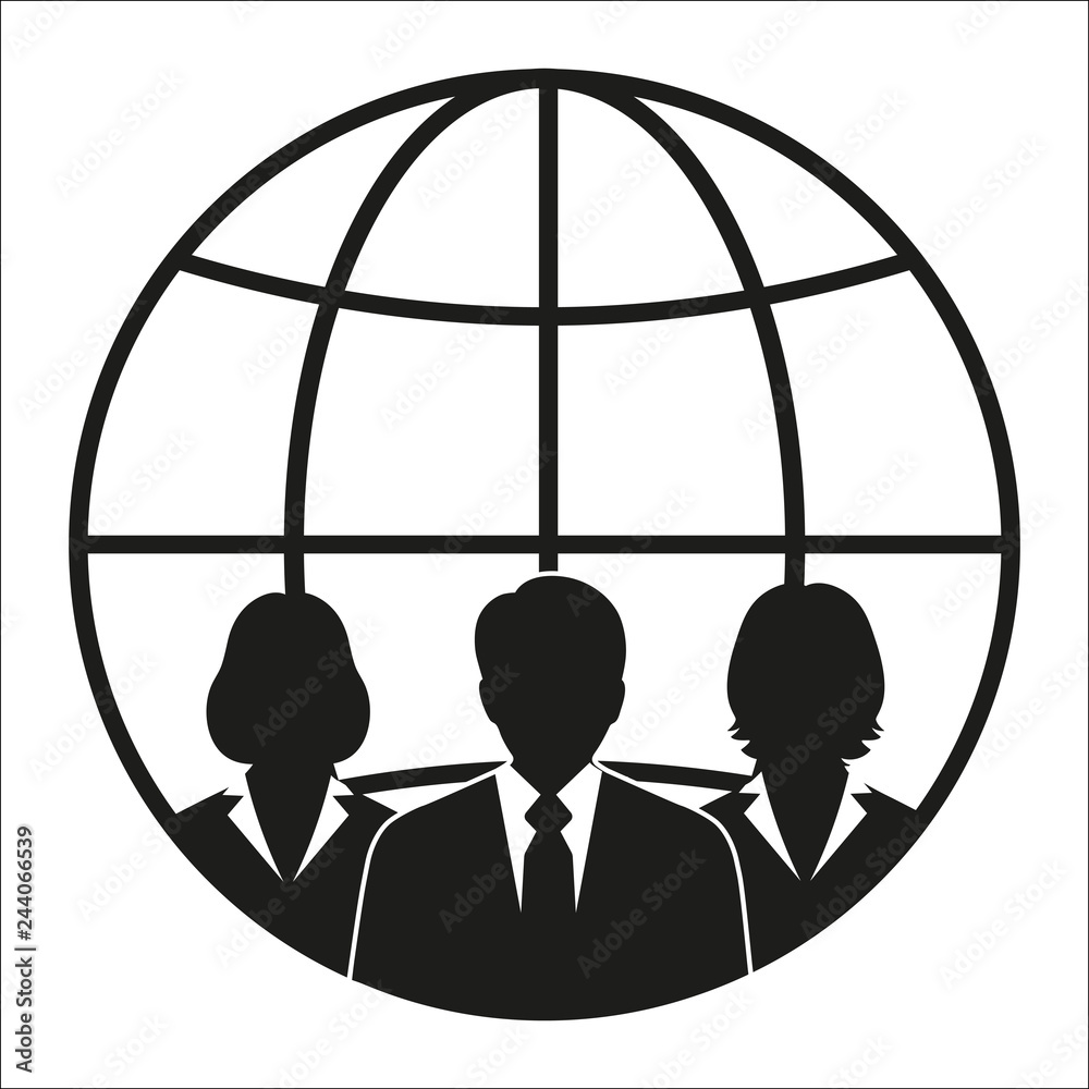 Business User. Users Group Icon. Team Concept. Social Community. Business Man friends. Icons for People, Social Media on the background of the globe Business User. Users Group Icon. Team Concept. Social Community. Business Man friends. Icons for People, Social Media on the background of the globe