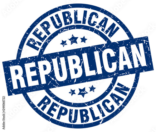 republican blue round grunge stamp