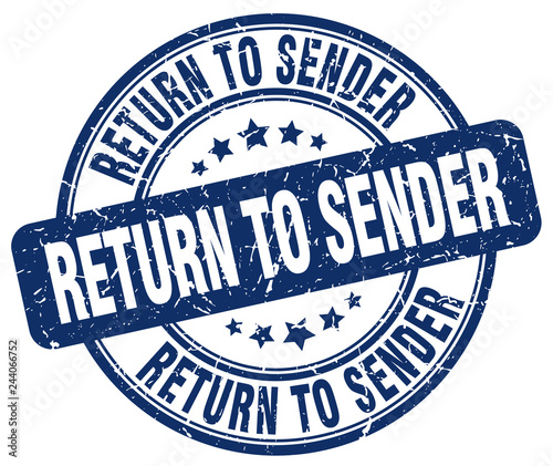 return to sender blue grunge round vintage rubber stamp