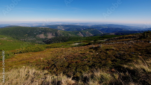 Holidays in the Karkonosze National Park in Lower Silesia in Poland, summer in the European mountains