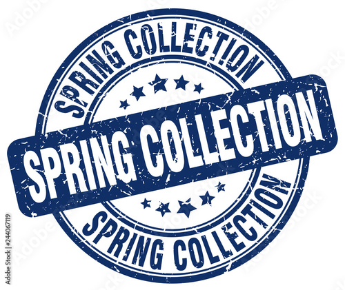 spring collection blue grunge round vintage rubber stamp