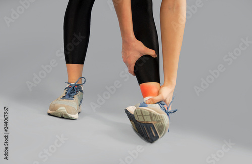 girl foot injury close up np isolated background. Health concept